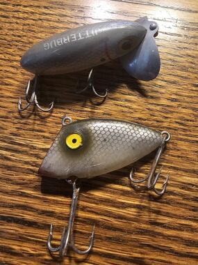 2 Vintage Topwater Fishing Lures,Jitterbug And Whopper Stopper